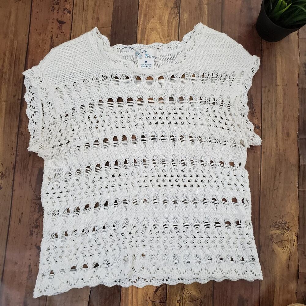iDaisy | Soft Crochet Lace Open Knit Bikini Coverup Top